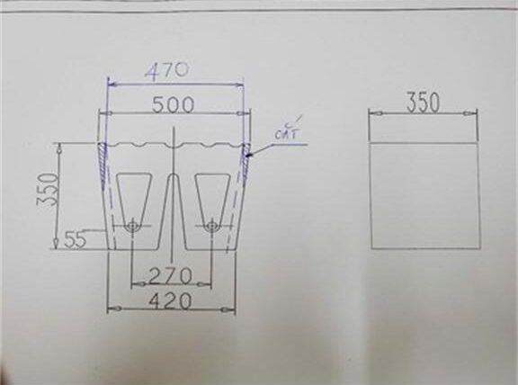 Custom W rubber fender drawing for tugboat protection project