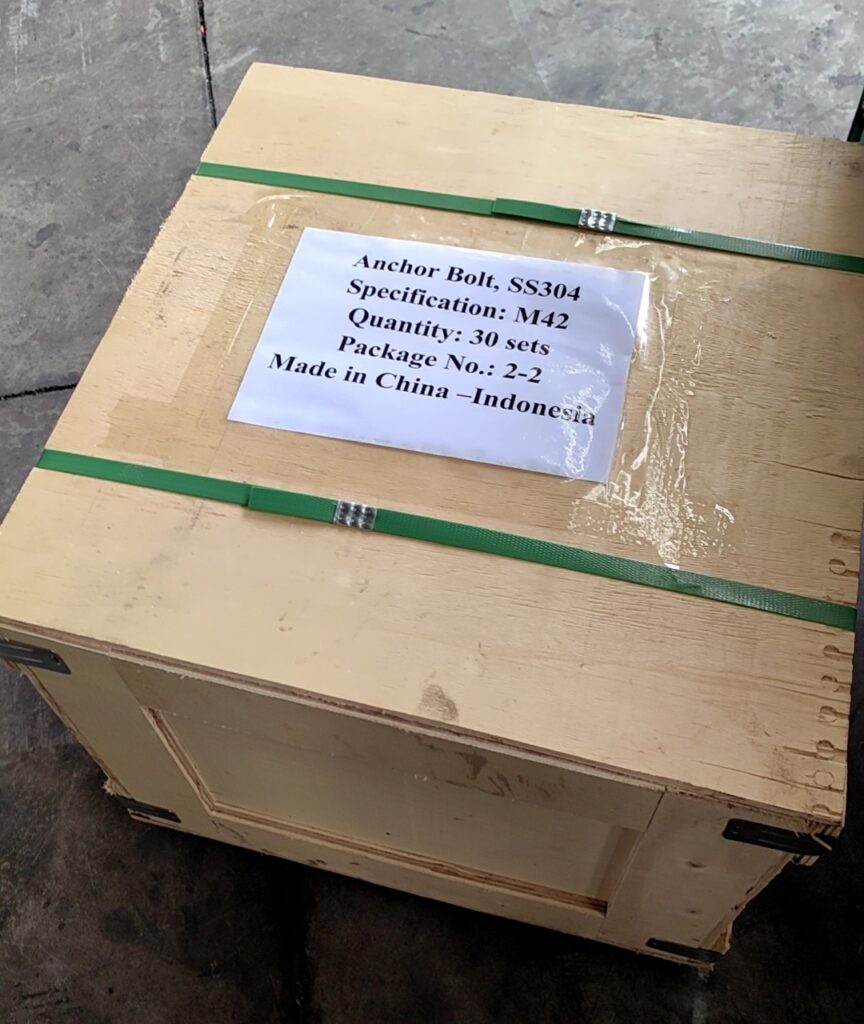 Arch fender mounting accessories packed in an export plywood case for shipment