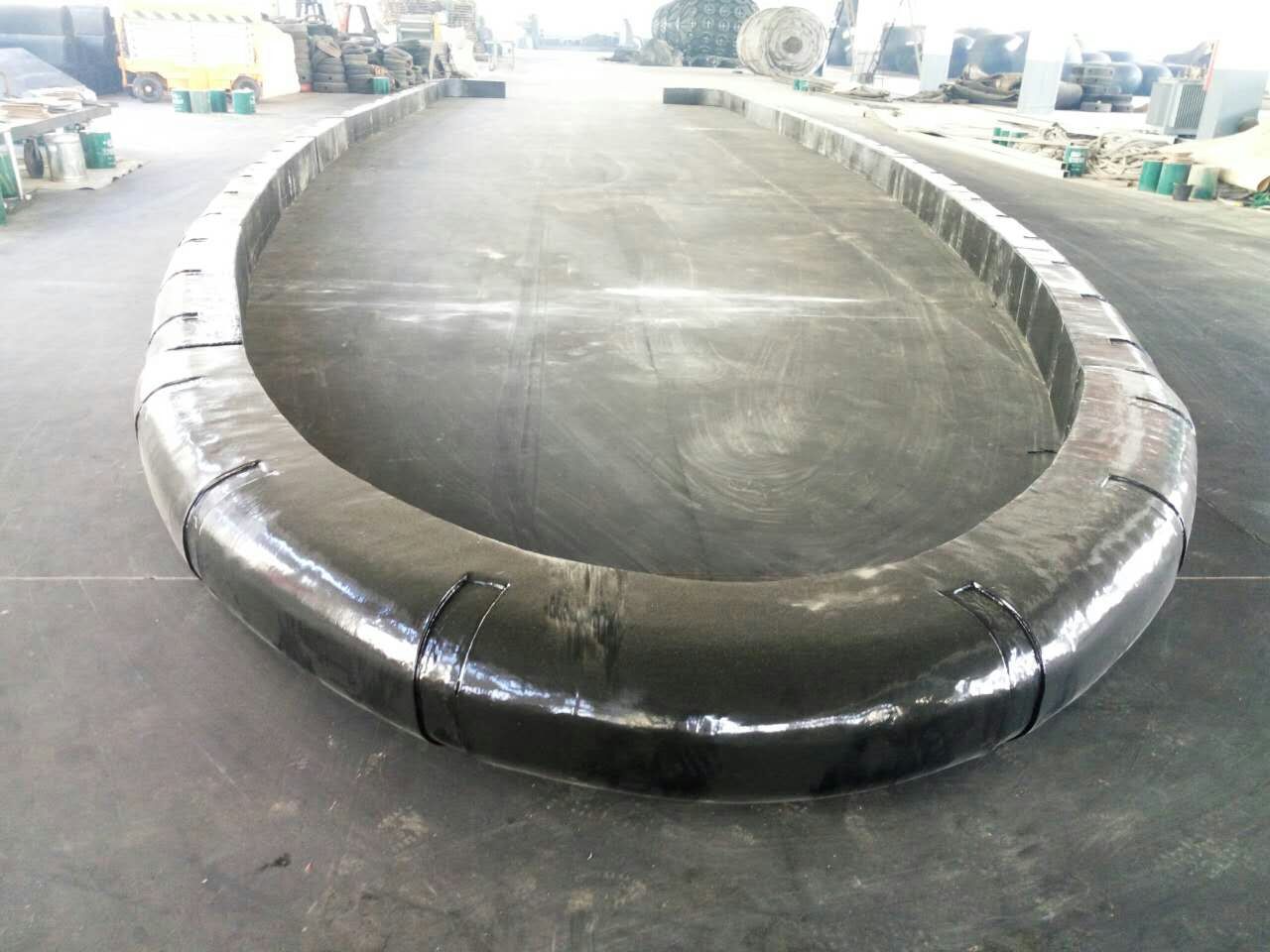Custom curved EVA fender system arranged in factory for boat and yacht protection