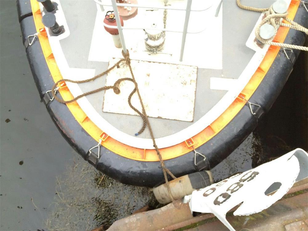 Custom EVA boat fender installed on vessel side for lightweight protection