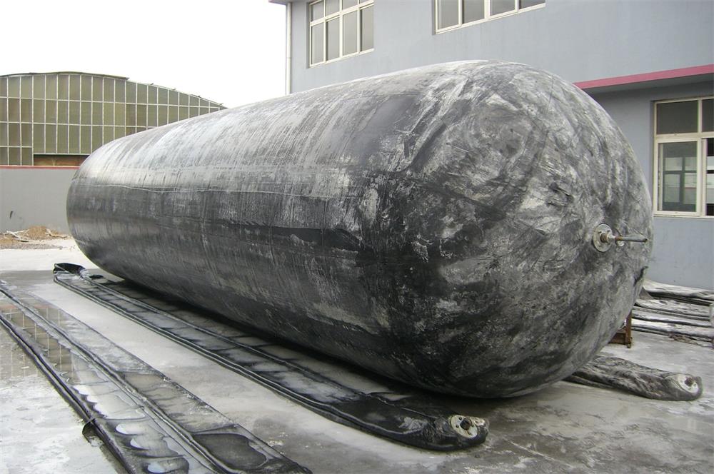 Large marine ship launch airbag showing custom diameter and length for vessel launching applications