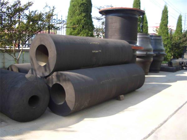Cylindrical rubber fender bodies with center holes for dock and quay wall protection