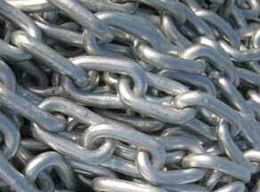 Galvanized marine mooring chain detail for anchor and mooring applications
