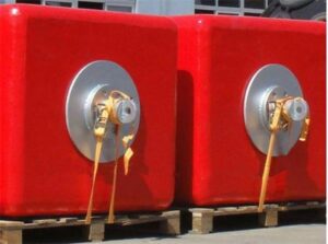 Custom red foam buoys with metal fittings for marine floating projects
