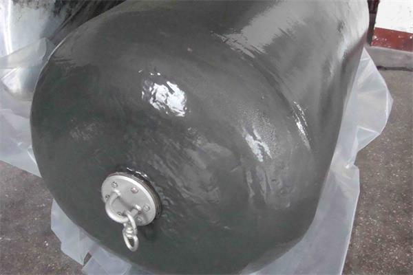 Plain grey foam filled fender with end fitting and SPUA coating for marine protection