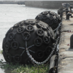Pneumatic rubber fenders used for dock berthing and vessel protection