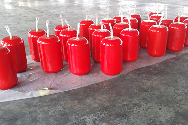 Red single-end hanging foam filled fenders for small vessel and dock protection