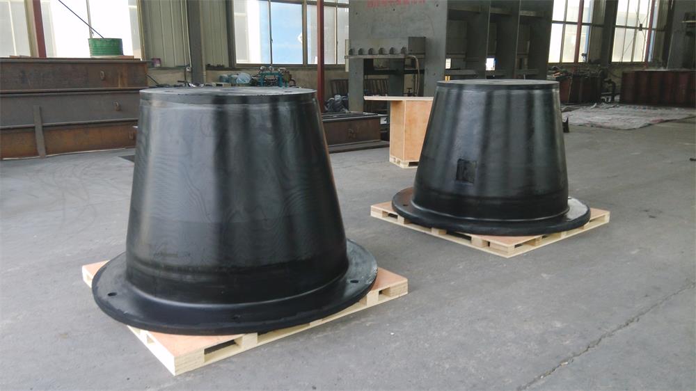 Rubber cone fender placed on pallet before shipment and delivery