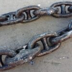 Heavy duty stud link anchor chain showing link and stud structure