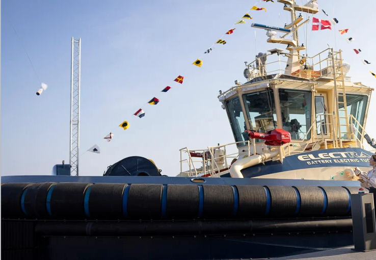 Tugboat fendering system installed for bow and side protection in marine operations