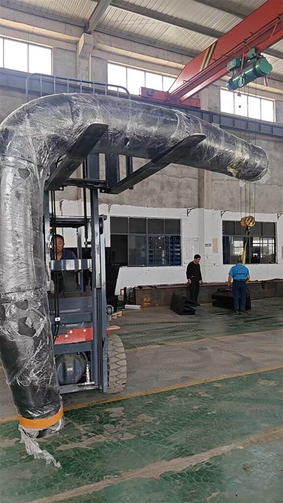 EVA SPUA boat bow fender wrapped with protective film during factory handling