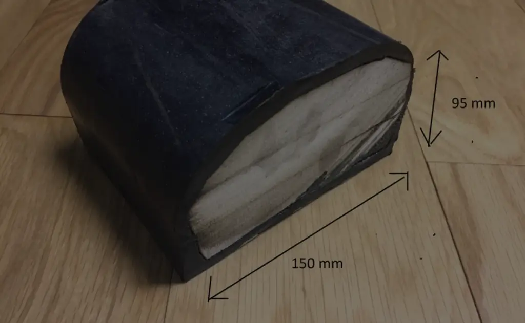 Custom foam-filled marine cushion cross-section showing EVA foam core and protective outer coating