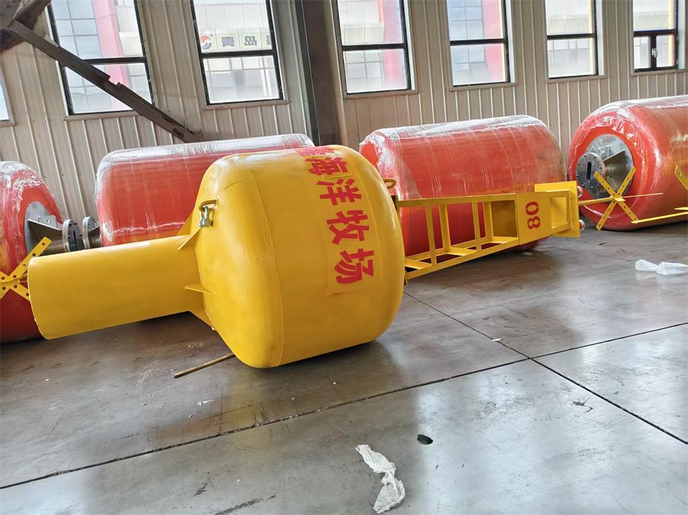 Yellow steel navigation buoy manufactured for marine marking applications